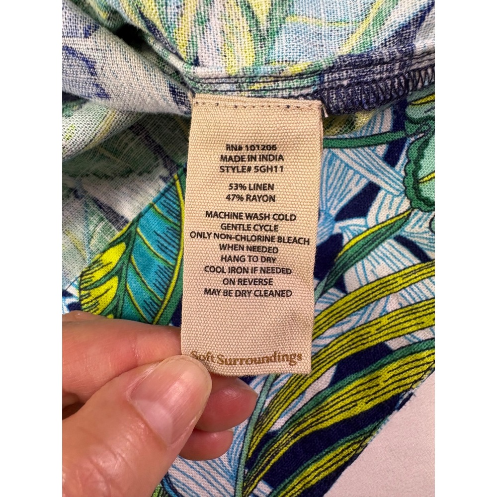 Soft Surroundings Shift Dress 2X Linen Tropical Bell Sleeve Resortwear Breezy - Picture 5 of 8
